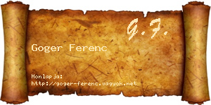 Goger Ferenc névjegykártya